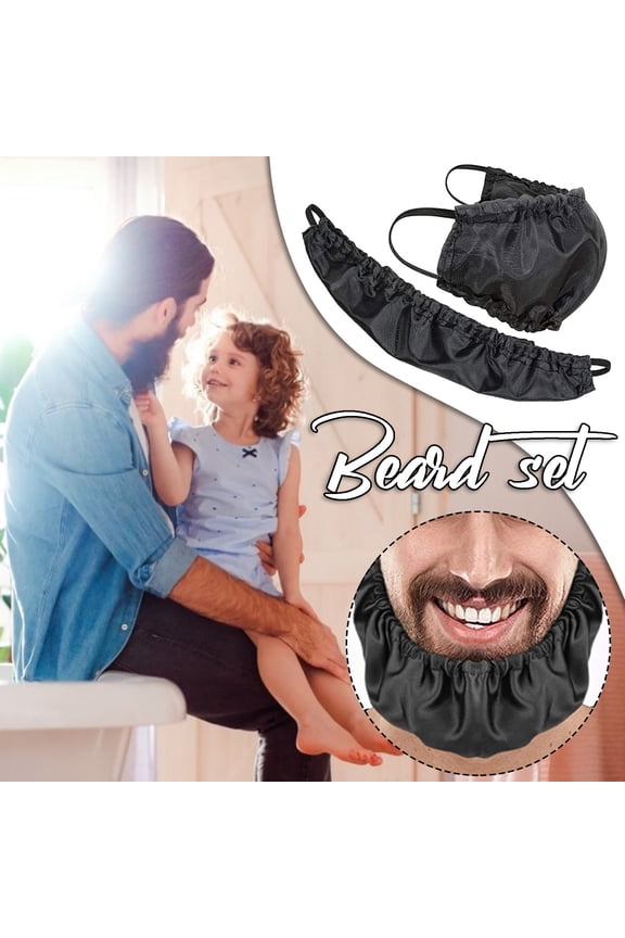Beard Bandana, Men Beard Bib Black Beard Covers Soft Comfortable and Silky Satin Facial Hair Apron Guard Bonnet Rag Man Bedtime Bib Beard Cap Ear Beard Bandana