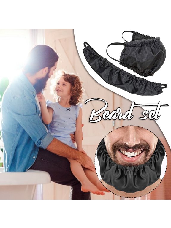 Beard Bandana, Men Beard Bib Black Beard Covers Soft Comfortable and Silky Satin Facial Hair Apron Guard Bonnet Rag Man Bedtime Bib Beard Cap Ear Beard Bandana