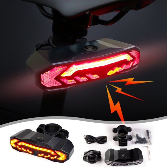 Hxlamzoo Bicycle Steering Brake Sensing Tail Light, Multifunctional Lighting Mode, 1500mAh Battery Capacity, IP65 Waterproof, USB Charging Tack, Improve Driving Security