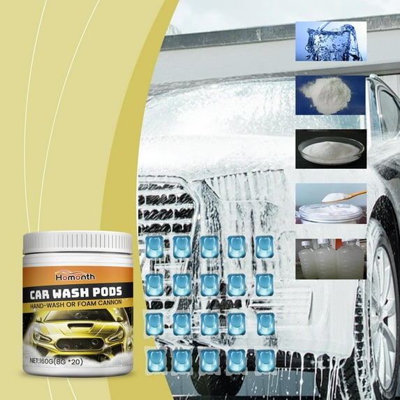 Hxlamzoo Car Wash Pods, Super Concentrated Car Wash Gel, Effectively Remove Dirt and Dissolve Quickly, Save Water and the Paint of New Cars 160ML