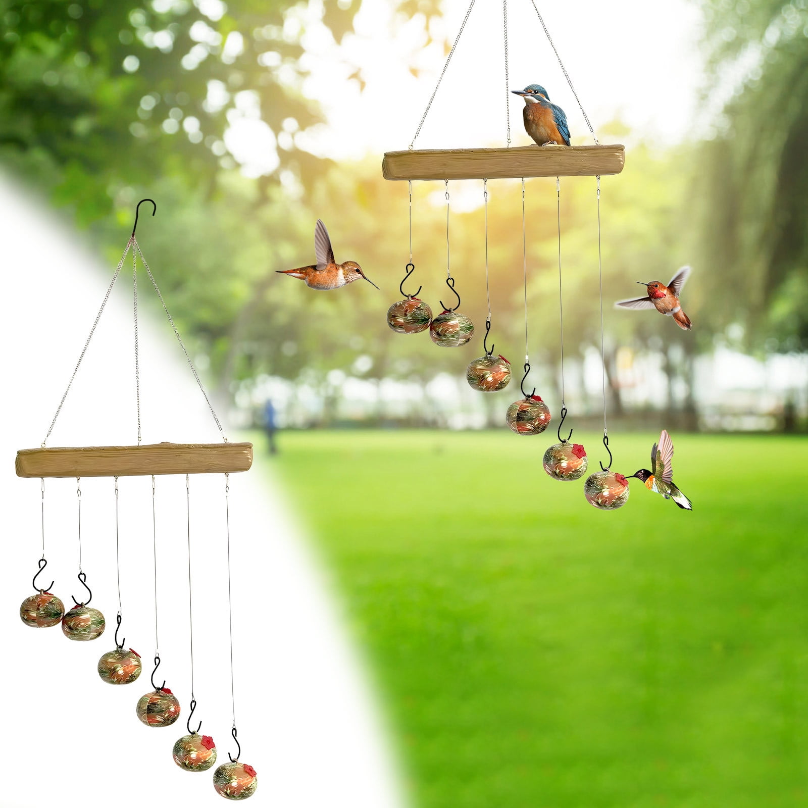 Hxlamzoo Charming Wind Chimes Hummingbird Feeders for Outdoors Hanging