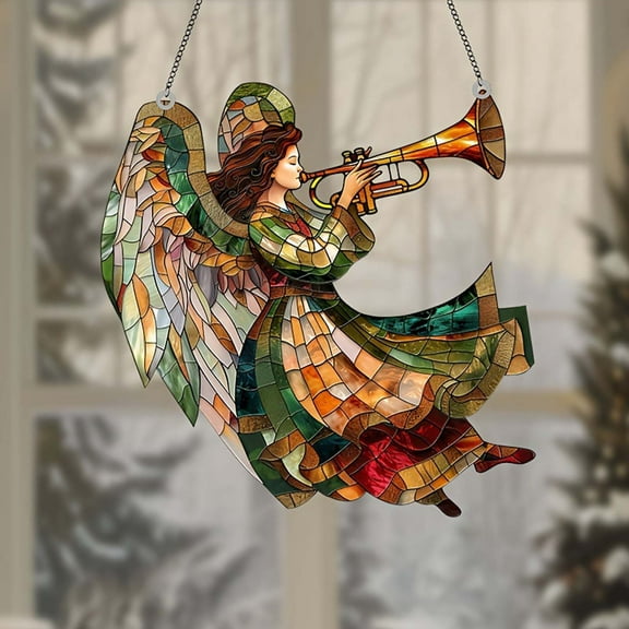 Hxlamzoo Christmas Angel Light Catcher Acrylic Hanging Pendant Window Decoration Reflective Sunlight Decor for Balcony Garden Indoor Xmas Holiday Home Party Supplies