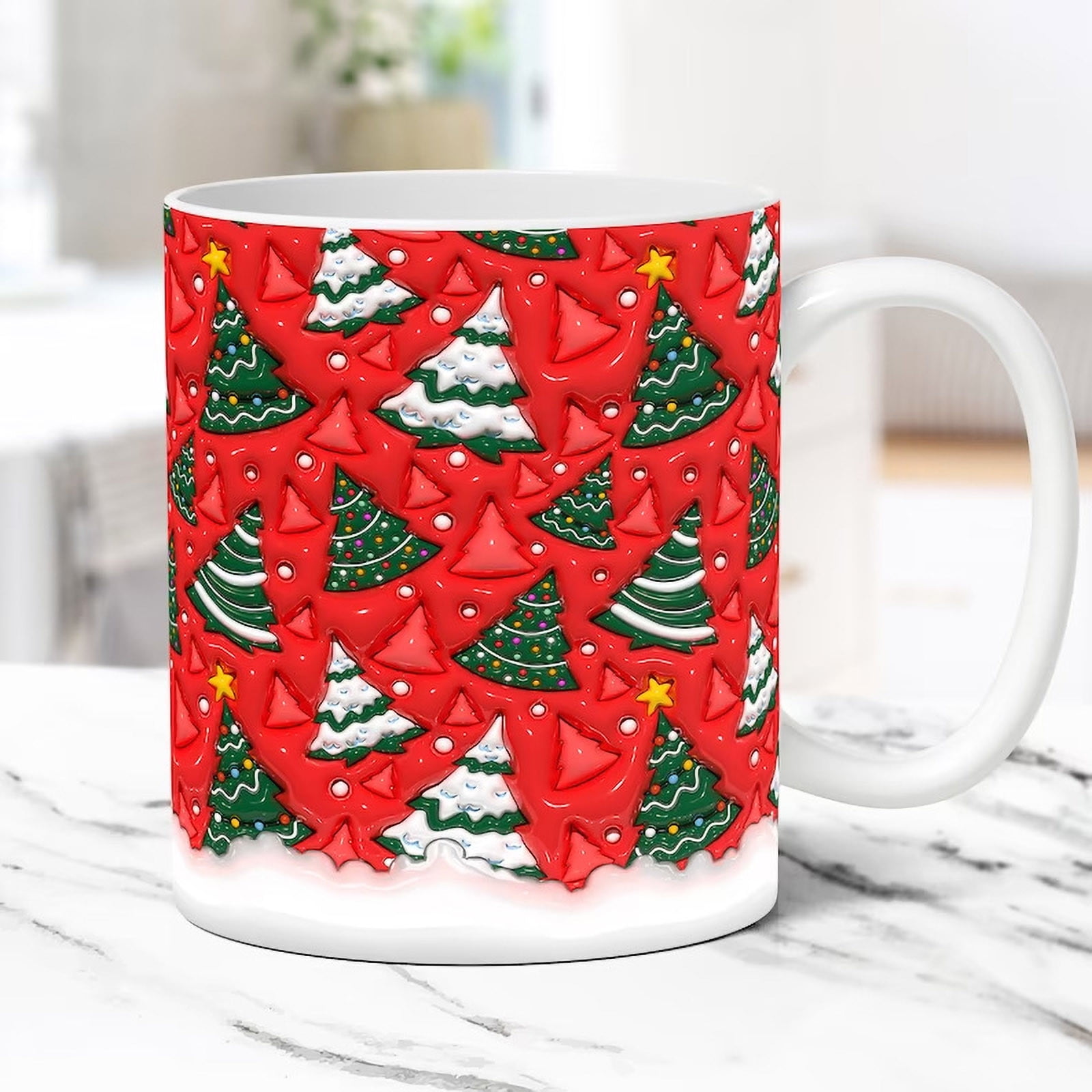 Topadorn Christmas Mugs Set Of 4 - 18 Oz Ceramic Coffee Cups With Festive Holiday Designs
