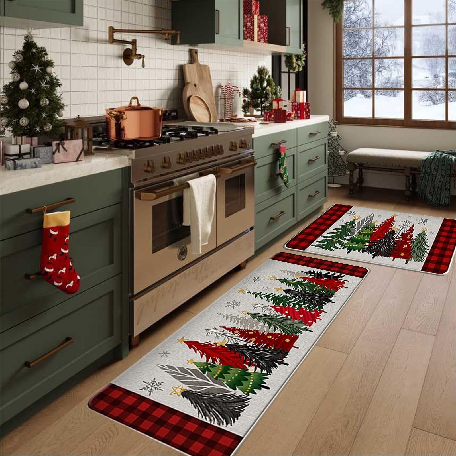 Hxlamzoo Christmas Kitchen Rugs, Merry Christmas Kitchen Mats for floor ...