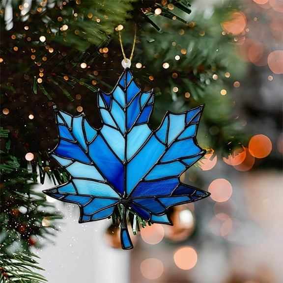 Hxlamzoo Christmas Maple Leaf Wall Hanging Sun Catcher - Acrylic Window Decor with Hanging Rope for Home Holiday Decoration (1-Piece)