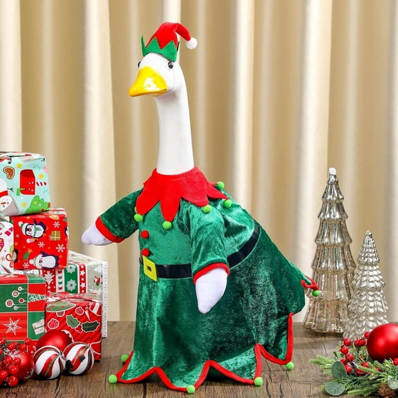 Hxlamzoo Christmas Porch Goose Costume Set - Removable Lawn Decor, White 23 Inch for Holiday Decoration