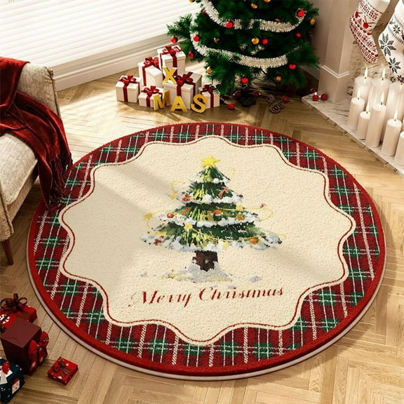 Hxlamzoo Christmas Snowflake Non-Slip Round Rug - Soft Bathroom Kitchen Floor Mat for Home Decor, Cozy Festive Decoration Carpet (80x80cm, Polyester)