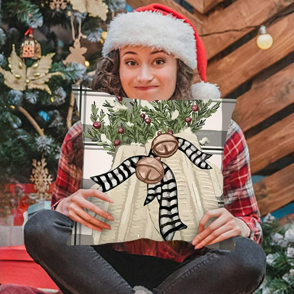 Hxlamzoo Christmas Snowman Fleece Pillow Cover - Soft Cozy Printed Holiday Decor for Sofa, Bed, Home Decoration | 45x45cm Gray Festive Cushion Case