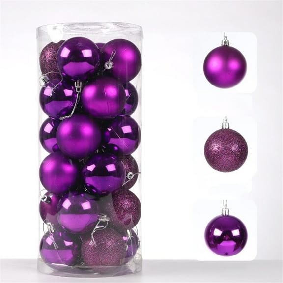 Hxlamzoo Christmas Tree Ornament Balls Shatterproof Plastic Multicolor (Shiny/Matte/Glitter) 60mm 24-Pack for Home Party Decor