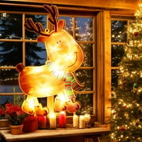 Hxlamzoo Christmas Window Lights Decorations Christmas Window Lighted Sign Battery Operated Backdrop String Lights with Suction Cup Hook for Holiday Outdoor Indoor Decor