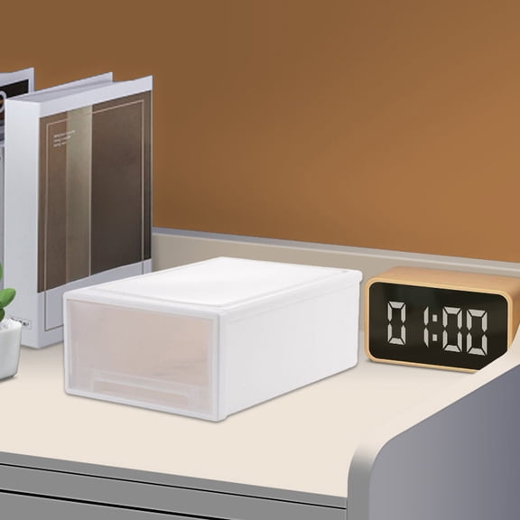 Hxlamzoo Clear Plastic Desktop Storage Drawer Organizer - Stackable, Space-Saving Design for Home & Office Organization (10.62x7.08x3.93in)