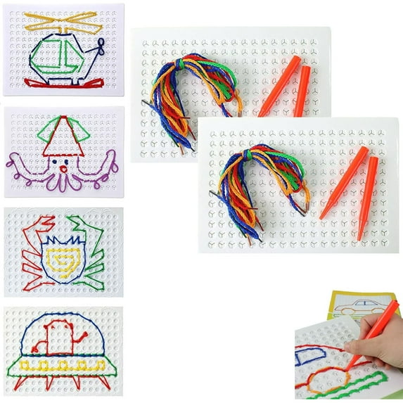 Hxlamzoo DIY Threading Board String Puzzle Kit with Safe Materials Vibrant Colors for Hand-Eye Coordination Development Educational Activity for Home School Use