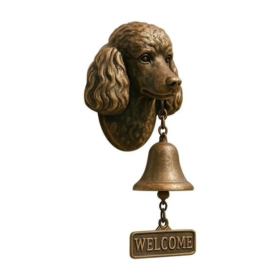 Hxlamzoo Dog Series Welcome Door Bell, Decorative & Realistic Dog Head Shaped Metal Bells, for Front Door, Porch, Home