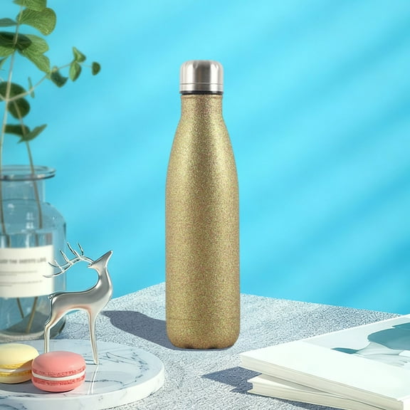 Hxlamzoo Double-Layer Sparkling Vacuum Insulated Tumbler 304 Stainless Steel Large-Capacity Glitter Water Bottle with Leak-Proof Lid for Office Gym Travel Outdoor Activities Home Use (10.63x2.76in)