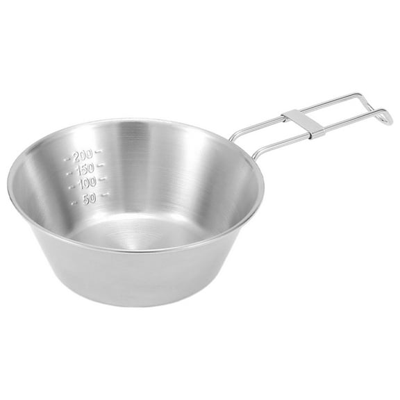 Hxlamzoo Durable Stainless Steel Folding Camping Cup with Measurement Marks - Heat-Resistant, Lightweight Design for Outdoor Hiking, Picnic & Backyard Activities