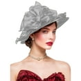 thumbnail image 1 of Hxlamzoo Elegant Faux Linen Women's Hat for Kentucky Derby & Tea Parties | Lightweight Wide Brim Sun Protection | Wedding & Event Accessories Gift, 1 of 6