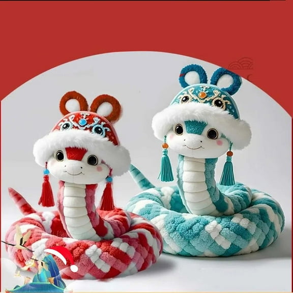 Hxlamzoo Elegant Snake Cute High Beauty Style Plush Doll with Hat, Decoration Ornament, New Year Gifts for Family and Friends