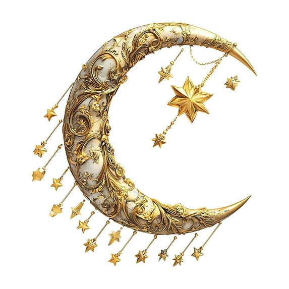Hxlamzoo Embossed Moon and Stars Hanging Wall Stickers for Bedroom and Dining Room Wall Decoration