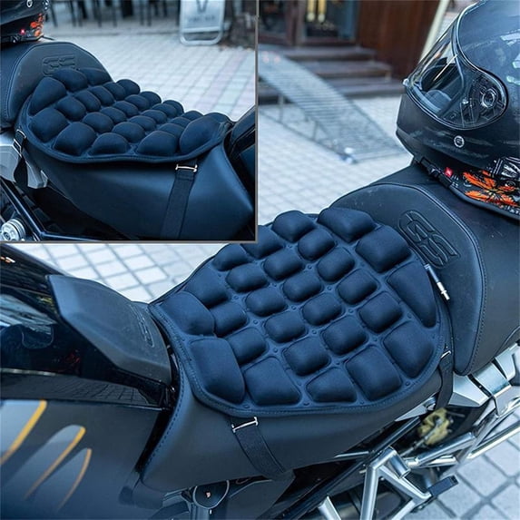 Hxlamzoo Ergonomic Motorcycle Seat Cushion with 3D Air Flow for Shock Absorption & Long-Distance Riding - Cool Ventilation Design