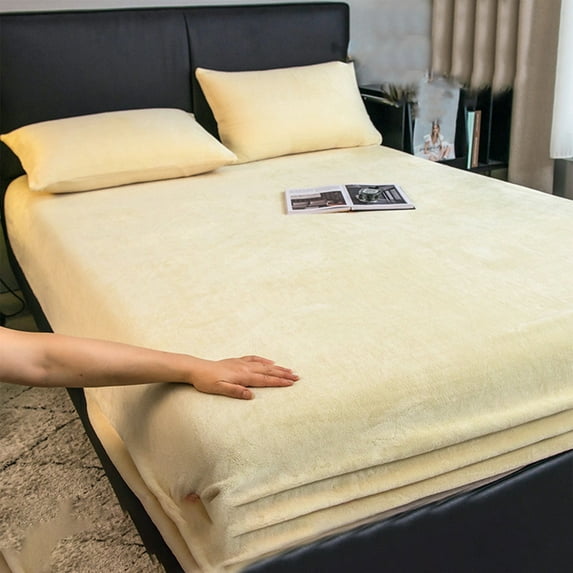Hxlamzoo Extra Soft Velvet Plush Queen Micro Fleece Sheet Set | Deluxe Microplush Non Pilling Sheets, Cozy Warm | 1 Sheet 59x78.74 inches, 2 Pillowcases 18.89x29.1 inches (Beige)