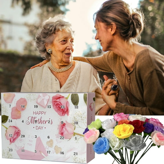 Hxlamzoo Flower Gift Box, Including with Two Elegant Ribbons, A Delicate Flower Knot and A Heartwarming Greeting Card, Made of Fresh Roses with A Unique Preservation Process, Exquisite Gift for Mom