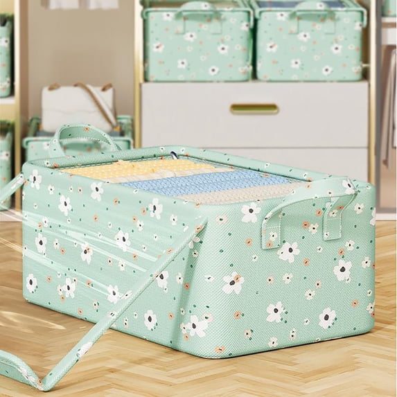 Hxlamzoo Folding Wardrobe Storage Box, Non-Woven Fabric Organizer with Double Zipper Closure, Large Capacity Drawer Style Box for Sweater Pants Bedding Storage in Bedroom Closet Moving Dorm
