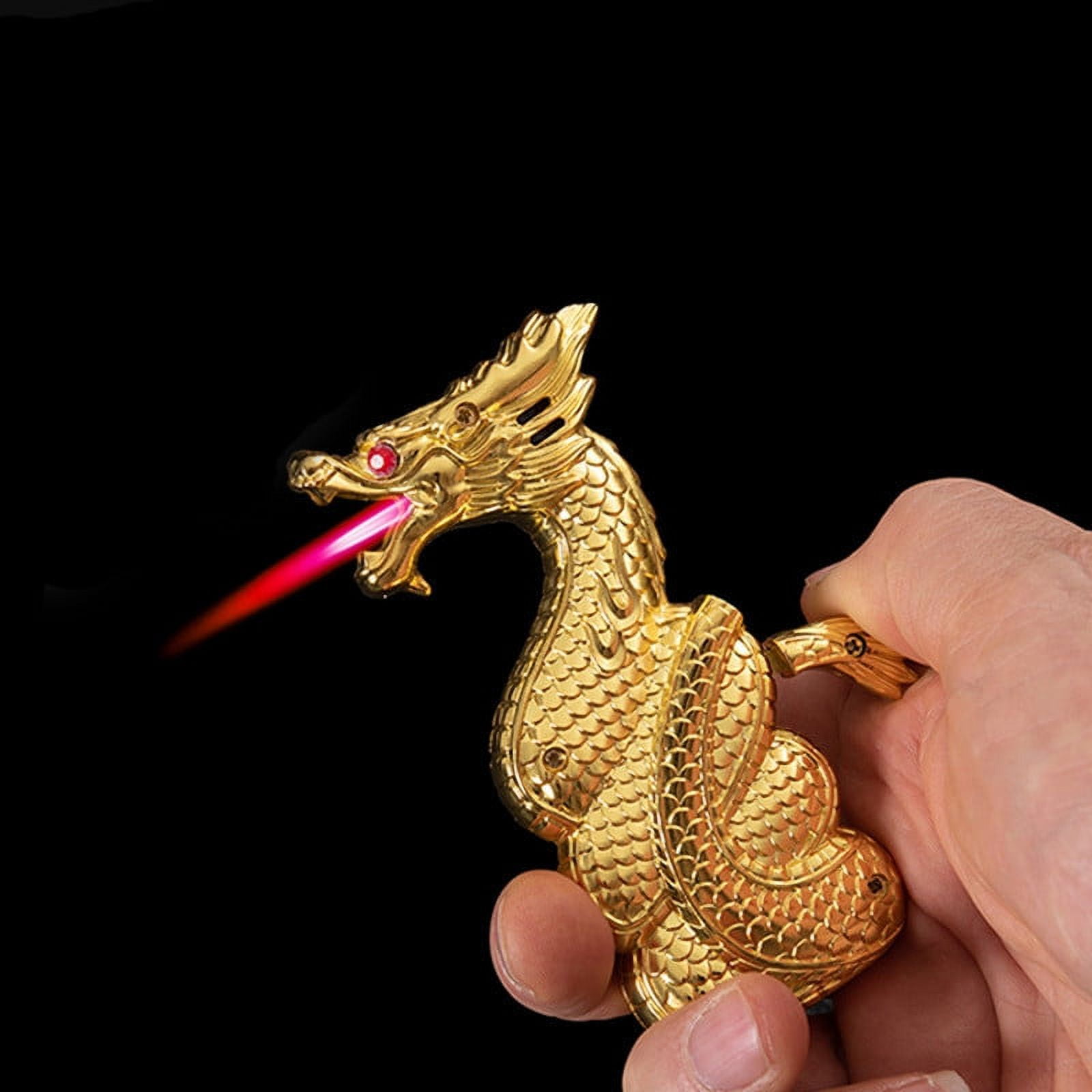 Hxlamzoo Golden Dragon Metal Butane Torch Lighter,Jet Flame Cool