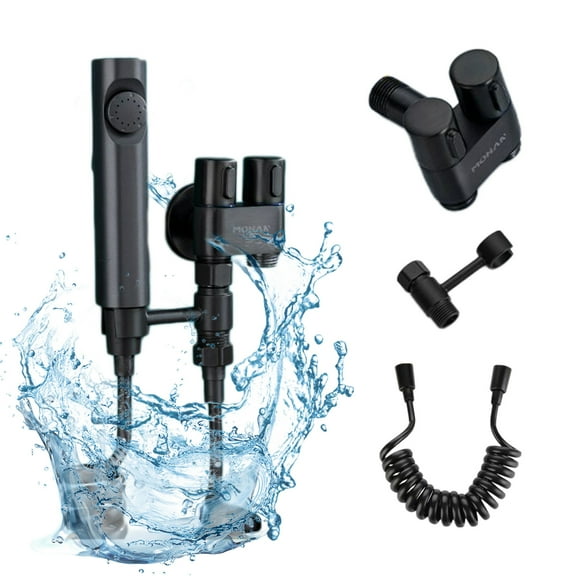 Hxlamzoo Handheld Bidet Sprayer for Toilet,2-In-2-Out Dual Control Valve,Mini Toilet Faucet Sprayer Kit Butt Washer,Hand Shower Bidet Attachment for Washing Machine and Toilet