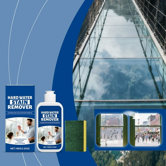 Hxlamzoo Hard Water Stain Remover - Removes Calcium Deposits & Soap Scum, Safe for Glass, Stainless Steel, Ceramic, 100ml