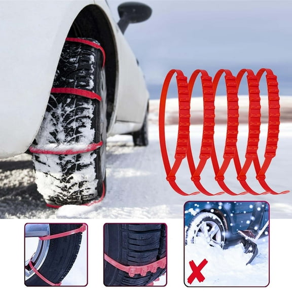 Hxlamzoo Heavy Duty 5pcs Car Snow Chains with Nylon Material & Anti-Slip Design, High Friction Tire Chains for Snow & Mud Conditions, Durable Winter Traction Solution for Vehicle Safety