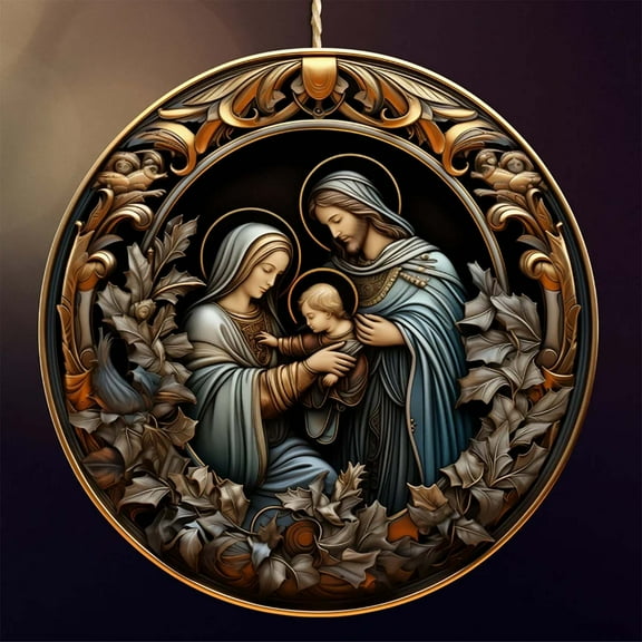 Hxlamzoo Holy Mother & Child Stained Ornament 2025 – Religious Christmas Ornament, Nativity Hanging Decoration, Catholic Tree Decoration,Keepsake for Holiday Home