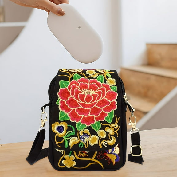 Hxlamzoo Home Supplies Clearance Yunnan Ethnic Style Embroidery Bag for Women Embroidered Body Mini Bag Flip Phone Bag