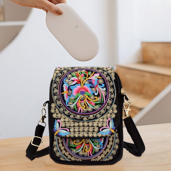 Hxlamzoo Home Supplies Clearance Yunnan Ethnic Style Embroidery Bag for Women Embroidered Body Mini Bag Flip Phone Bag