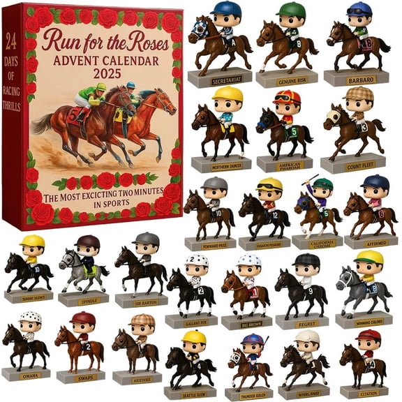 Hxlamzoo Horse Racing Advent Calendar with Collectible Miniatures - 24 Days Christmas Countdown, Premium Crafted Design for Adult Collectors, Daily Surprise Reveals, Themed Holiday Decor Display
