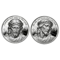 Hxlamzoo Jesus Memorial Coin with Bible Verses Psalm 37:5 and 46:10, Gold Toned Metal Polished Finish Inspirational Gift for Christians, Baptisms, Confirmations, Spiritual Keepsake