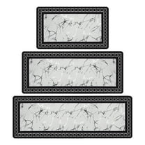 Hxlamzoo Marble Pattern Non-Slip Kitchen Rug Set of 3 - Machine Washable Bathroom Floor Mats, Modern Geometric Design for Living Room, Office, Laundry - Soft Water Absorbent Home Decor (15.7x47.2in)