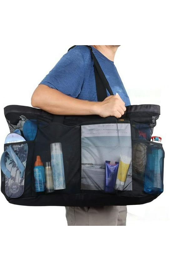 Mesh Beach Bag Family - Beach Tote Multiple Pockets Beach Towel Bag