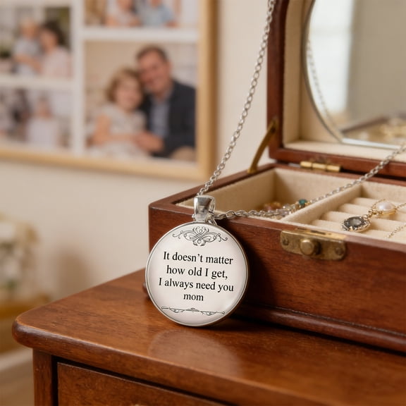 Hxlamzoo Metal Mom Necklace Engraved with 'I Always Need You Mom' Message - Thoughtful and Affordable Gift for Mother's Day, Birthday, Christmas or Any Occasion