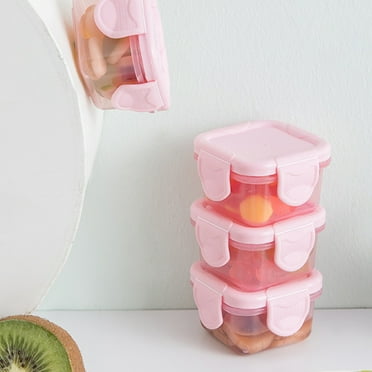 Hxlamzoo Mini Fresh Box with Lid - Compact Square Plastic Food Container, Leak-Proof & Microwave Safe for Baby Food, Snacks, Yogurt - 6x6x4cm, Multi-Color Options