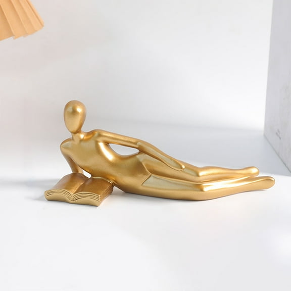 Hxlamzoo Modern Gold Resin Bookend Sculpture - Elegant Abstract Decor for Living Room, Compact Home Decoration Accent