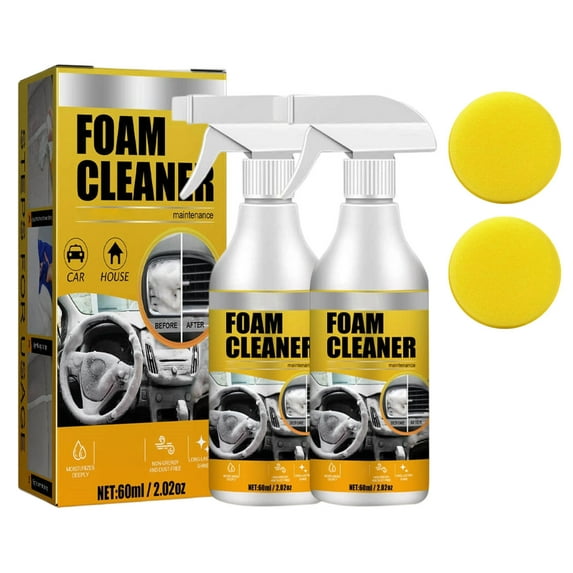 Hxlamzoo Multi-Purpose Foam Cleaner for Car Interior & Home Use – 60ml with Sponge, Safe Deep Cleaning & No Water Needed, Long-Lasting Formula
