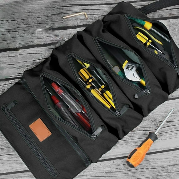 Hxlamzoo Multifunctional 5-Zipper Fabric Car Tool Bag - Portable Storage Organizer for Mechanics, Electricians & Outdoor Enthusiasts (1 Piece)