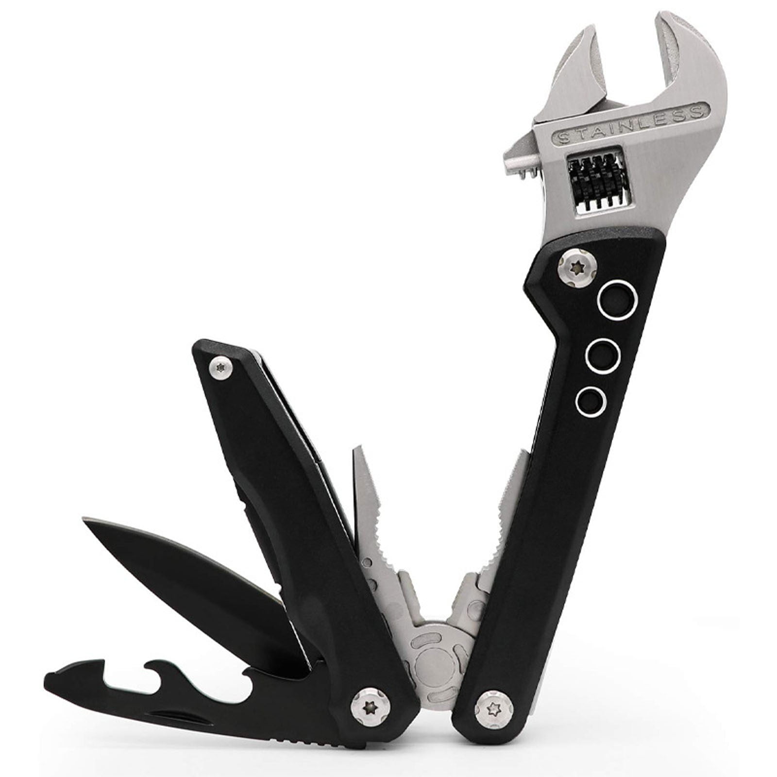 Hxlamzoo Multifunctional Outdoor Wrench Tool with Adjustable Wrench, Bottle Opener & Screwdriver for Cycling, Camping, Maintenance | Portable Multi-Purpose Tool