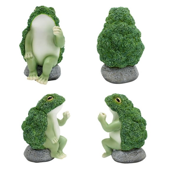 Hxlamzoo Unique Frog Holding Leaf Resin Garden Statue for Outdoor Decor, Auspicious Symbol of Wealth & Good Luck