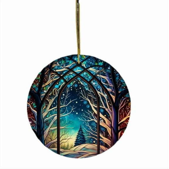 Hxlamzoo Northern Lights 2D Circular Hanging Ornament - Durable Tree Decoration with Easy Installation for Christmas Tree, Home Decor, Holiday Party Supplies and Festive Gift