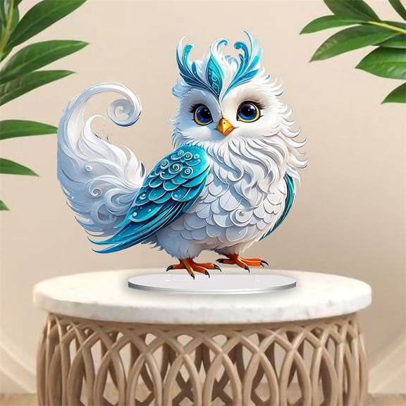 Hxlamzoo Owl Ornament 2D Desktop Standing Sign Whimsical Home Decor Accent for Living Room Office Decoration Gift Giving