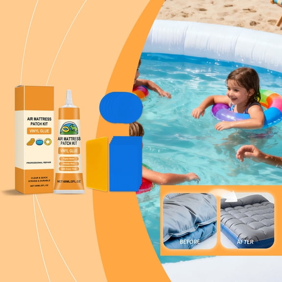 Hxlamzoo PVC Inflatable Mattress Repair Kit with Waterproof Adhesive and Multi-Shape Patches for Air Beds, Swim Rings, DIY Home Camping Repairs