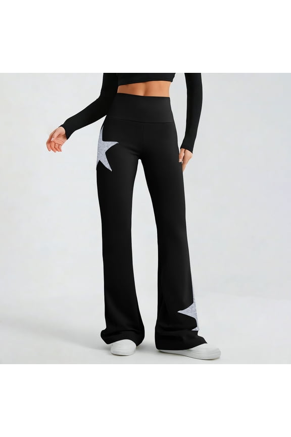 Pants for Women High Waist Flared Yoga Pants for Yoga and Fitness with Star Design for Casual Wear