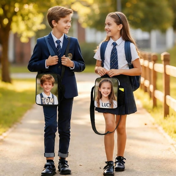 Hxlamzoo Personalized Custom Printed Insulated Lunch Bag with Double Zippers, Adjustable Strap, Mesh Pocket for Travel, Camping, Hiking, Picnics