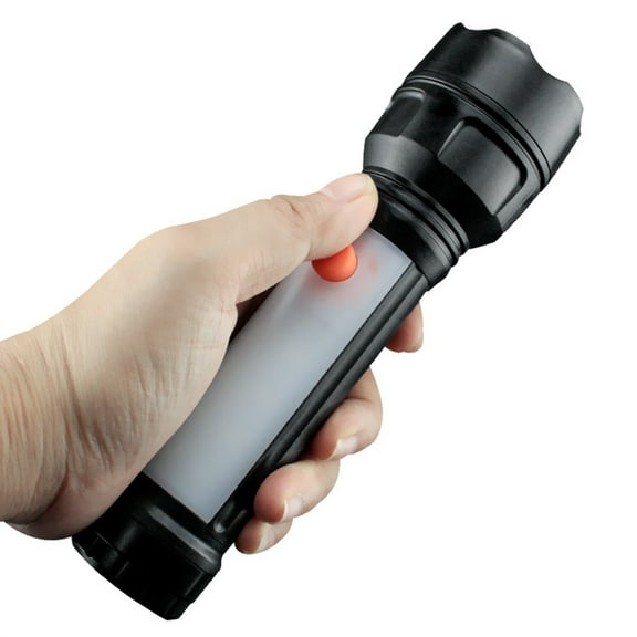 Hxlamzoo Portable Waterproof LED Flashlight with 6 Modes & Red Light - Outdoor Camping, Hiking, Emergency Torch (Battery Powered, 17.5cm)